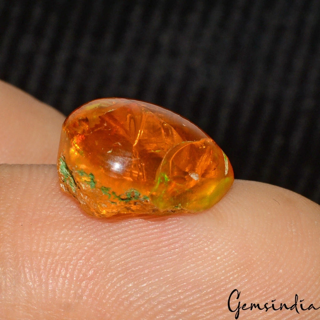 Certified 4.90 Ct Natural Untreated Ethiopian Orange Fire Opal Pear Gem For Ring