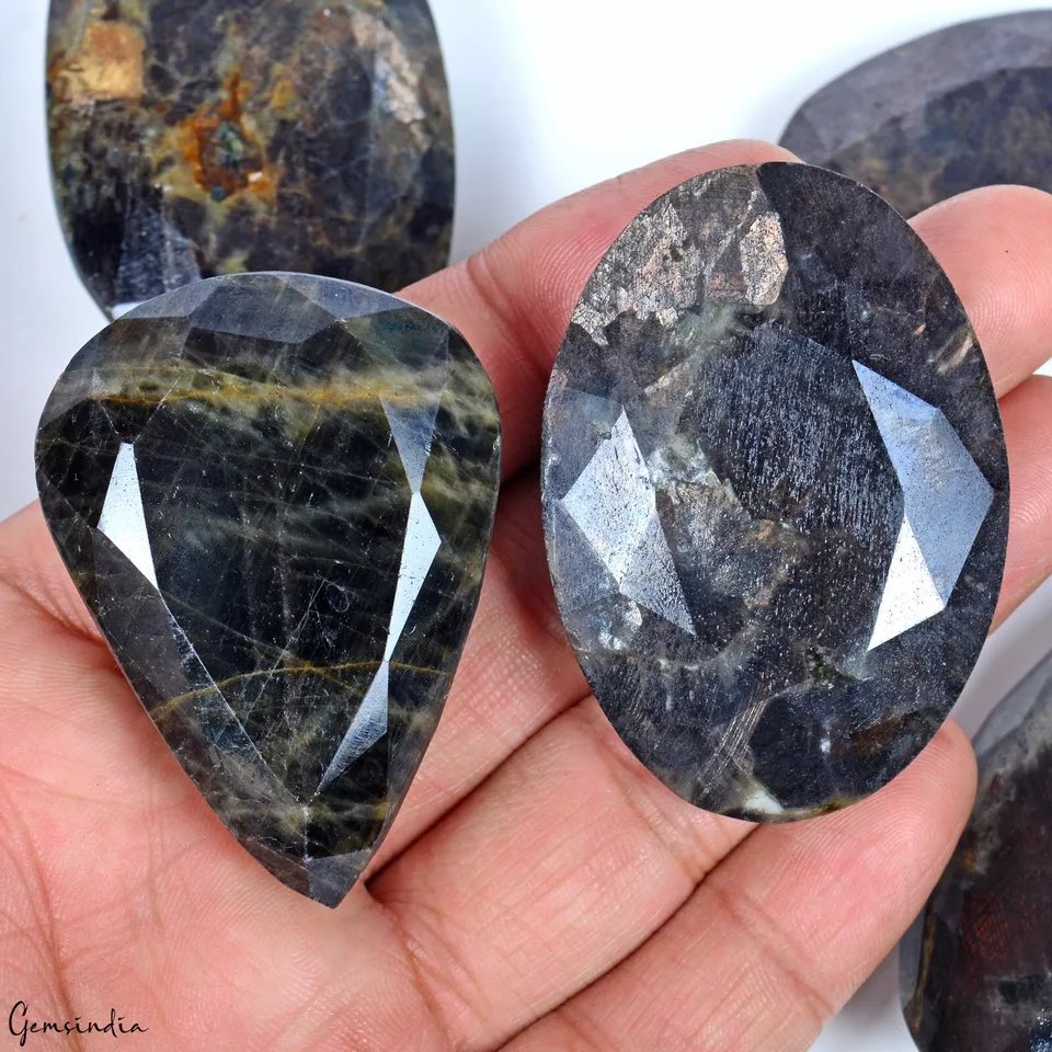 1720Ct/5 Pc Natural Untreated Black Sapphire Earth Mined Mix Cut Loose Gemstones