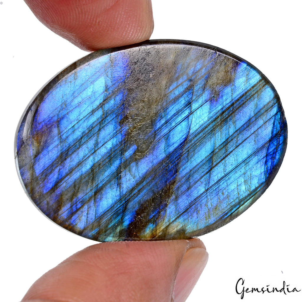 65.90 Cts Bright Stone Blue Power Spectrolite Labradorite Cabochon Certified Gem