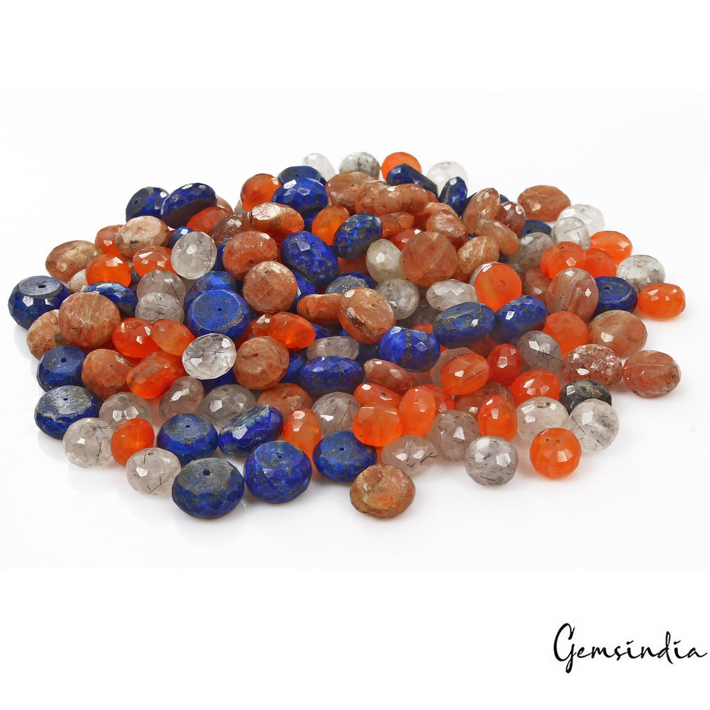 830 Ct/172 Pcs Natural Multi Color Gems Round Faceted Cut Drill Bead For Jewelry