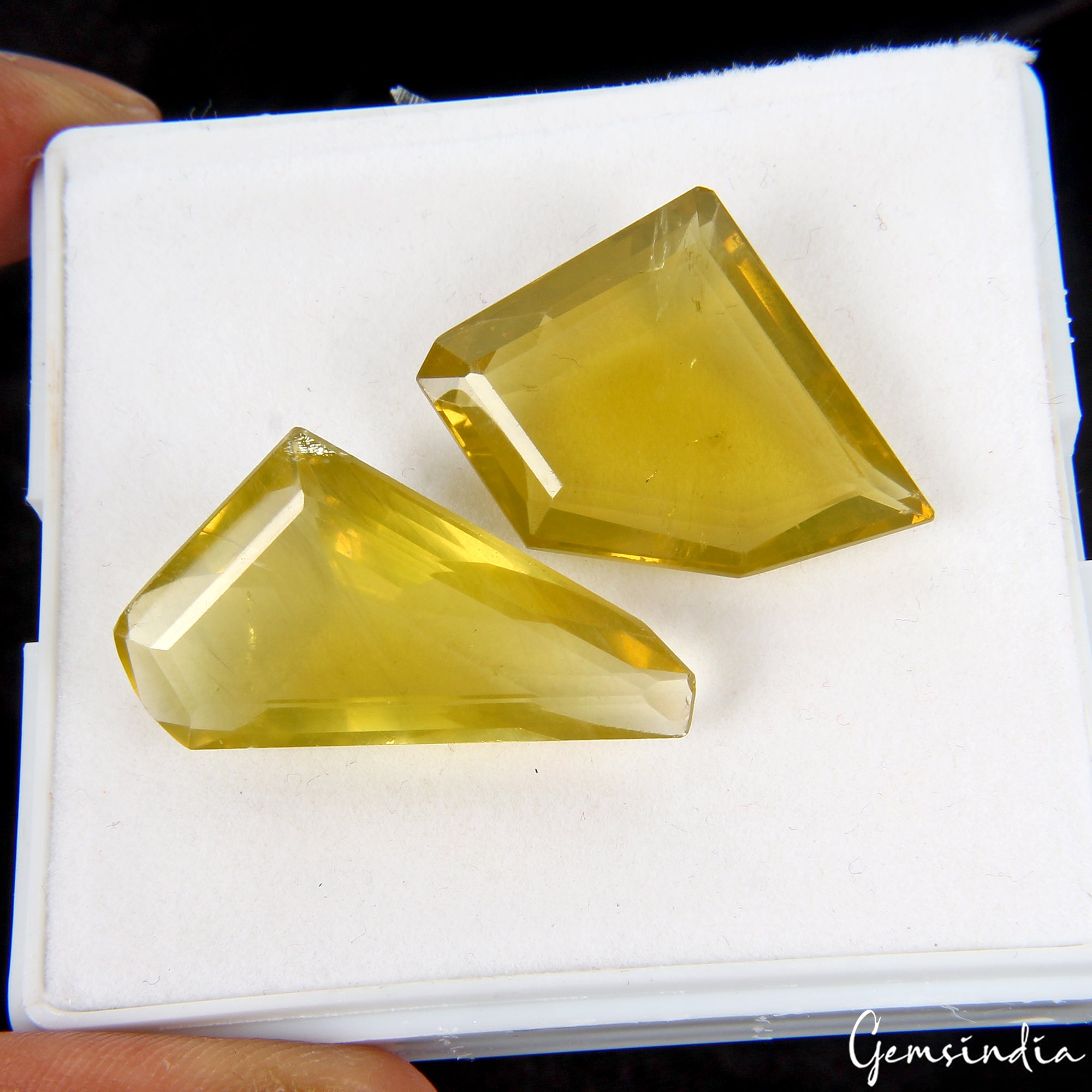 2 Pc Natural Lemon Quartz Citrine Fancy Cut Loose Pendant Size Gemstones~51.10Ct
