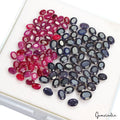 106.50 Ct Natural Red Ruby Blue Sapphire Oval Faceted 6-8mm Gemstone Lot 110 Pcs