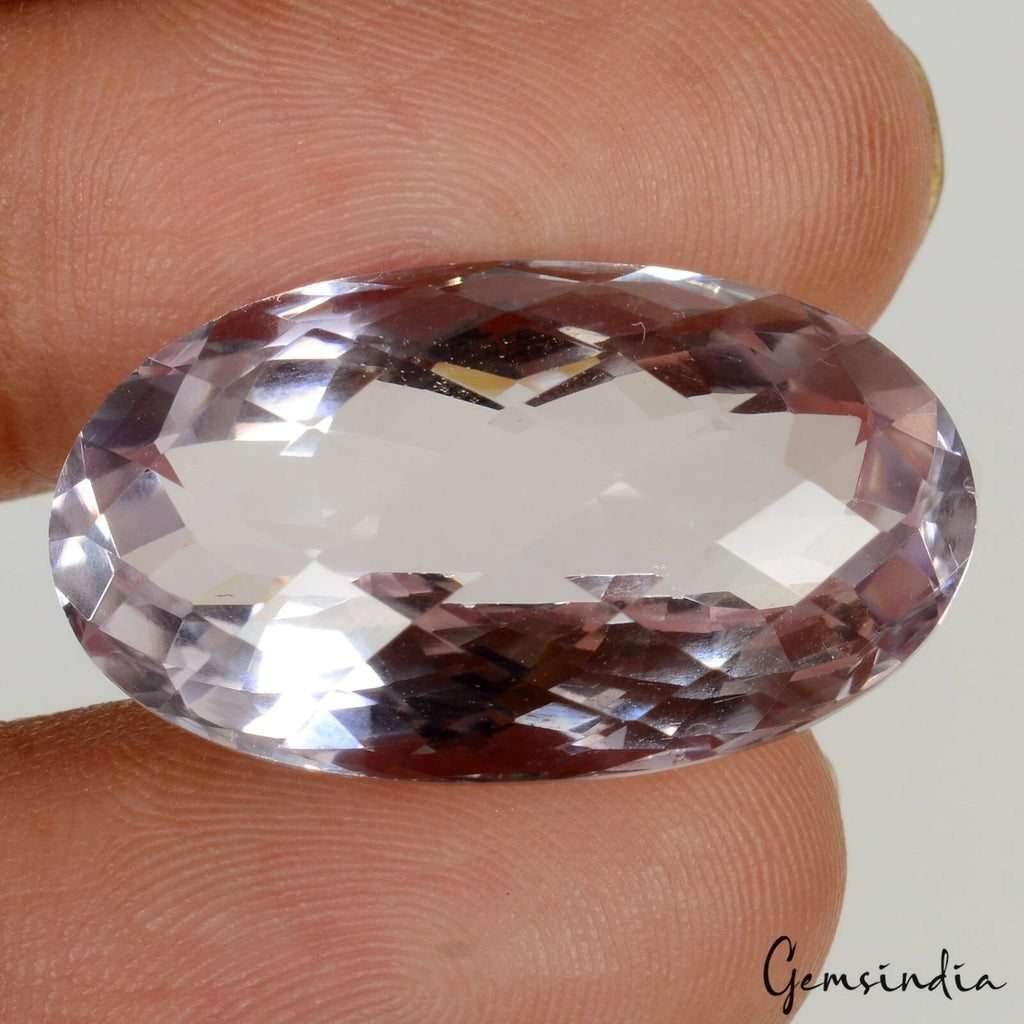 Amethyst Loose Gemstone, Oval Checker Cut, Untreated — 27x15x12mm, 27.25 Ct
