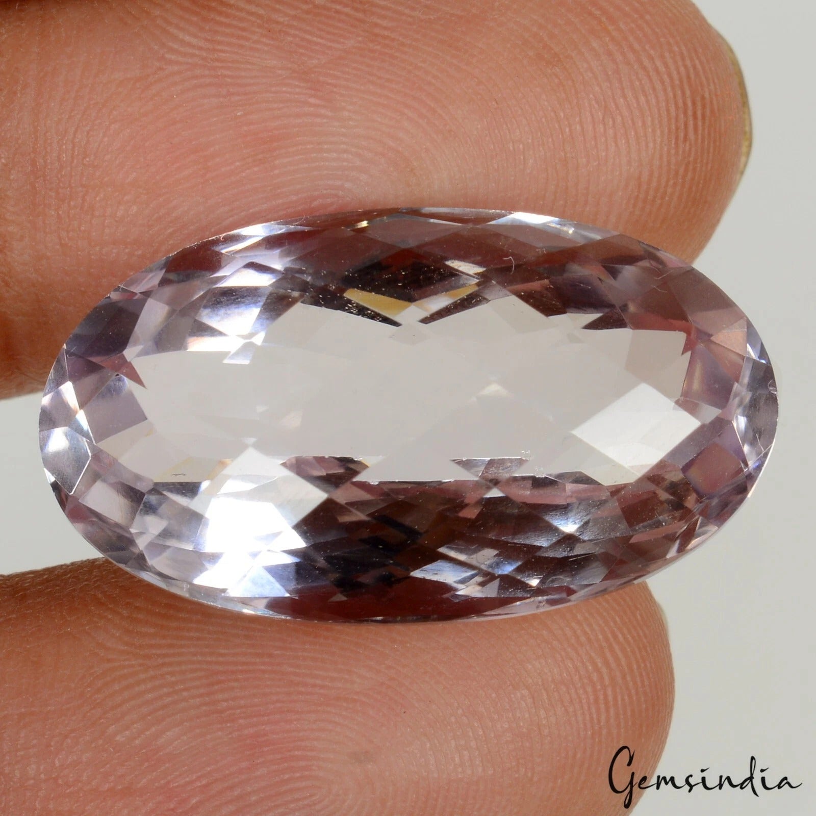 Amethyst Loose Gemstone, Oval Checker Cut, Untreated — 27x15x12mm, 27.25 Ct