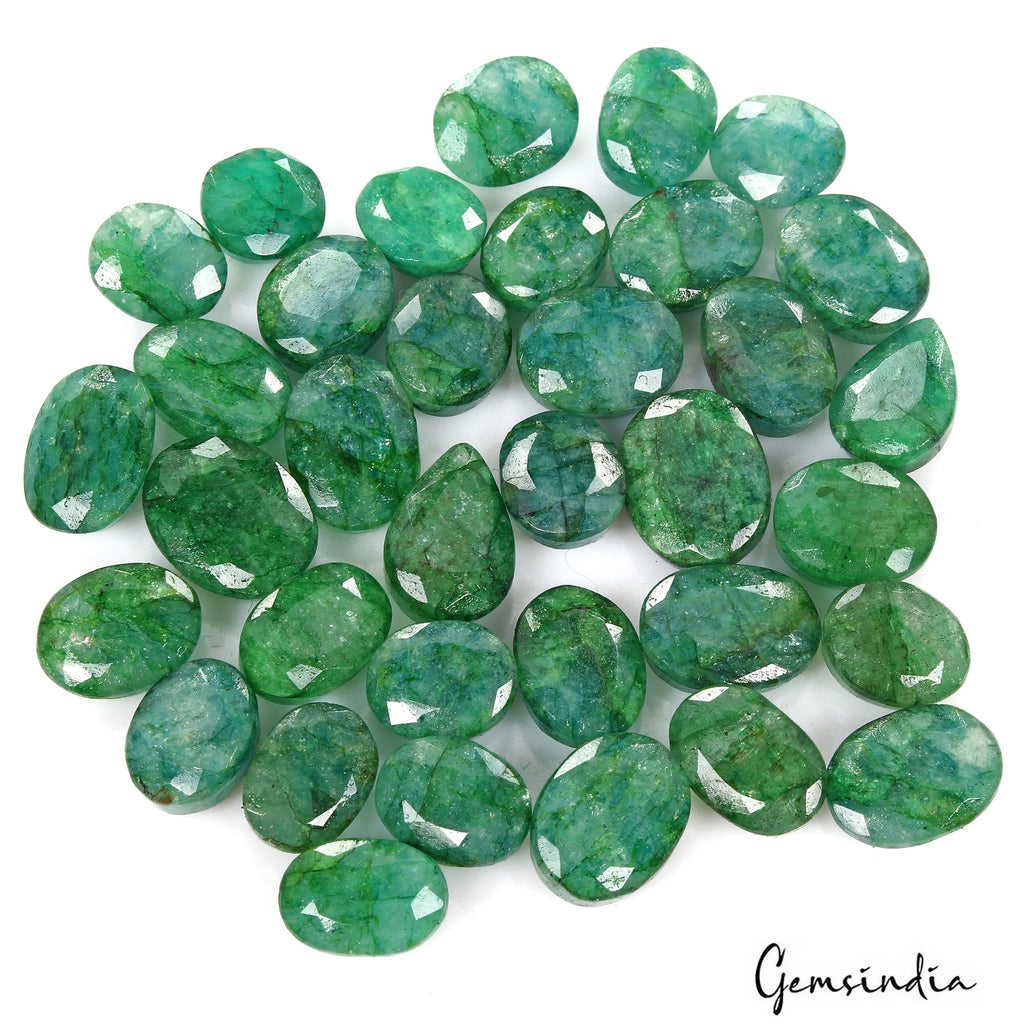 390 Cts/35 Pcs Natural Brazilian Blue Green Emerald Mix Cut Wholesale Gems Lot