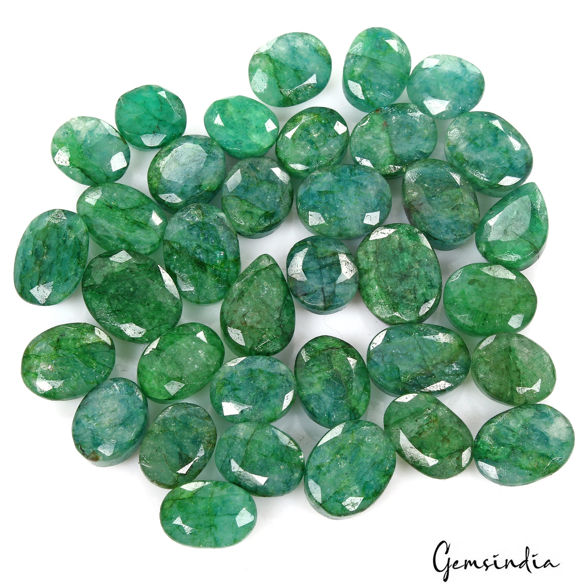 390 Cts/35 Pcs Natural Brazilian Blue Green Emerald Mix Cut Wholesale Gems Lot