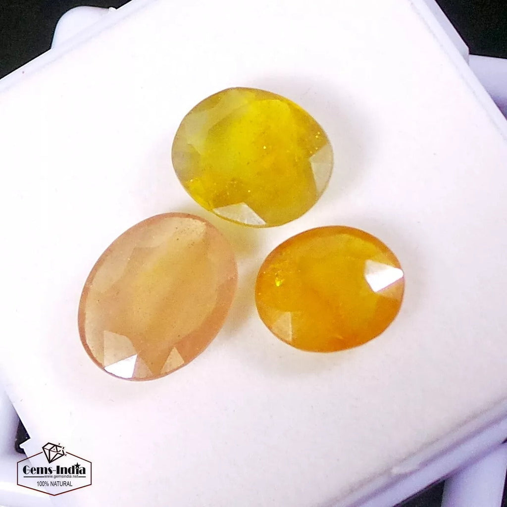 Certified 25.20 Ct Natural Untreated Yellow Sapphire Oval Cut Faceted Loose Gems