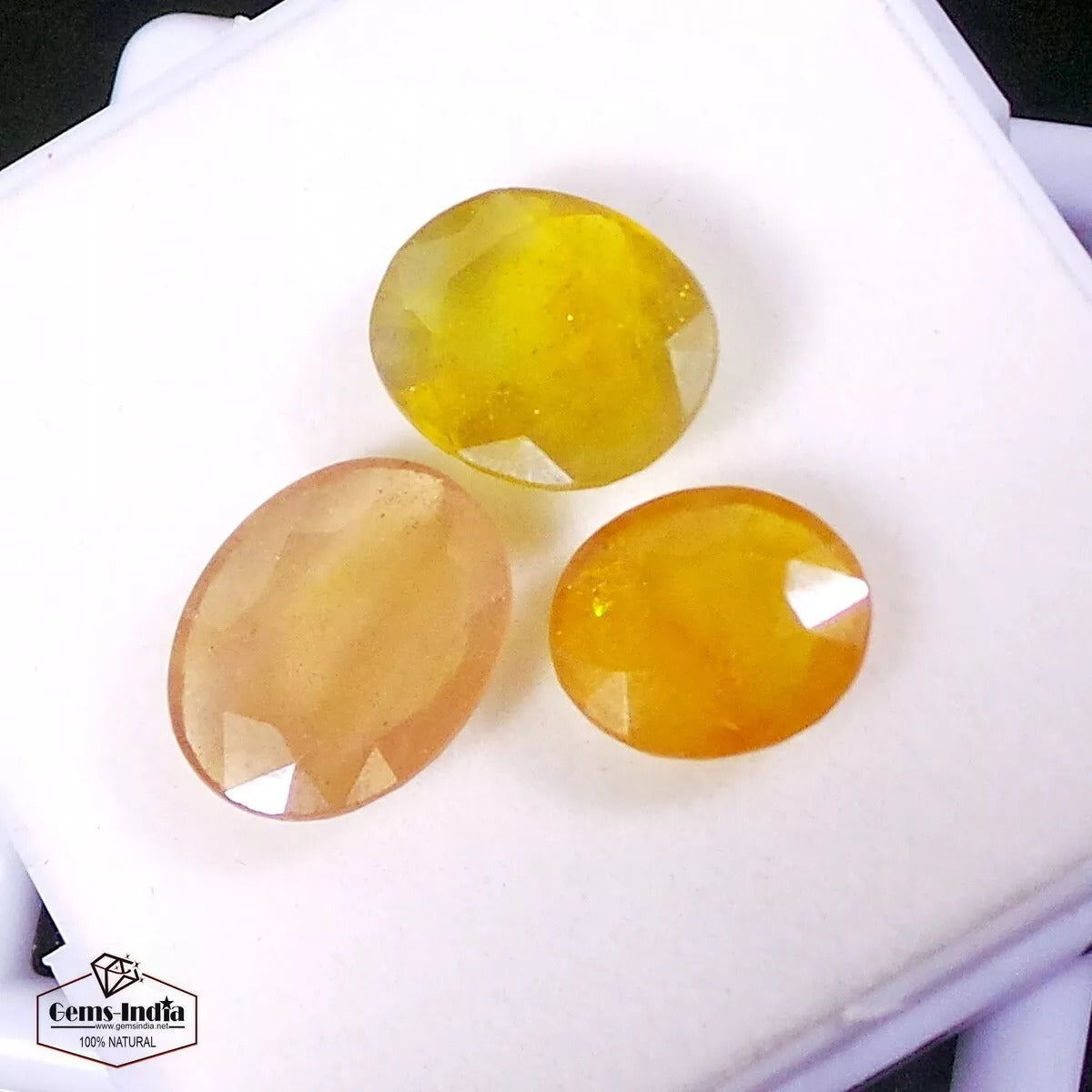 Certified 25.20 Ct Natural Untreated Yellow Sapphire Oval Cut Faceted Loose Gems