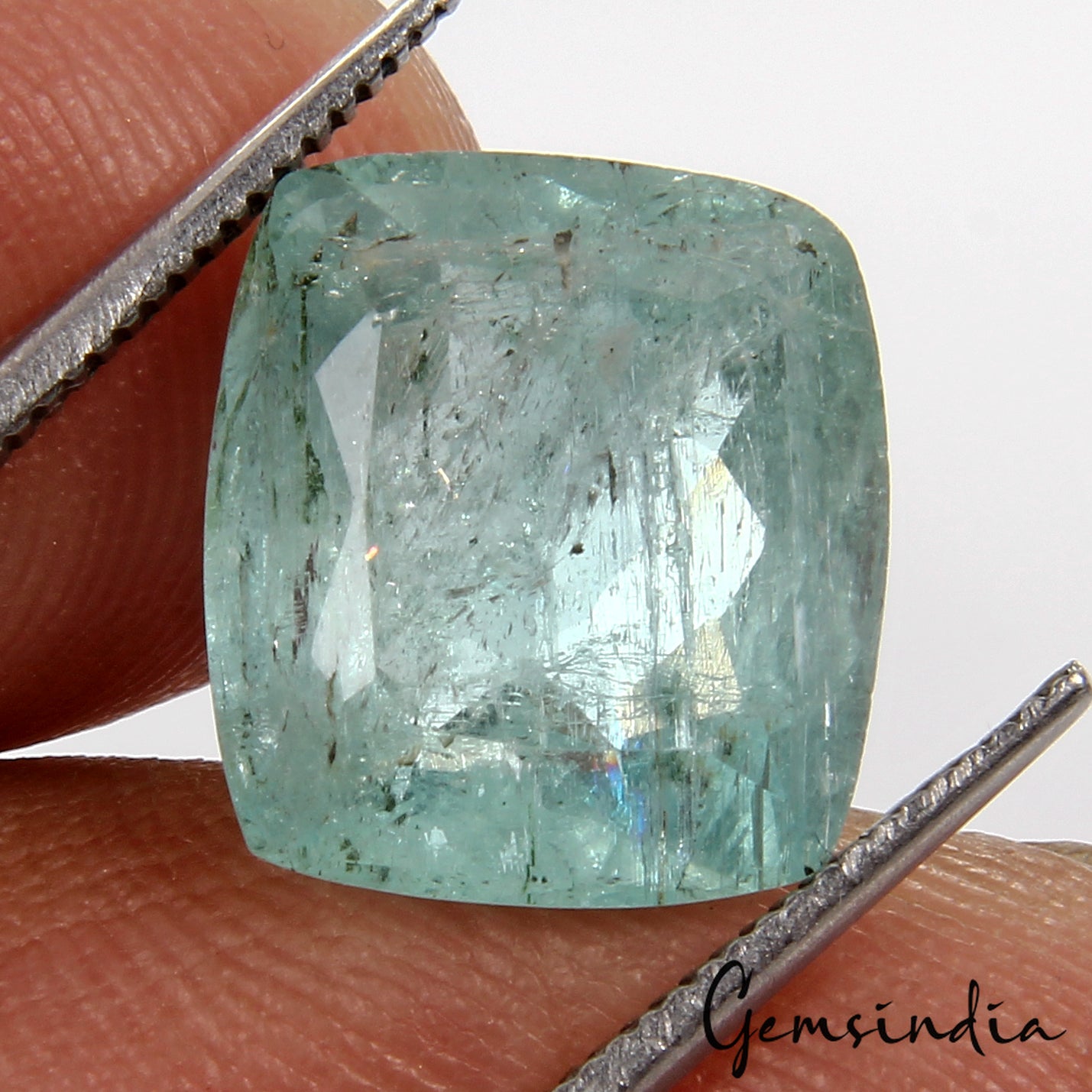 Aquamarine Loose Gemstone, Cushion Cut, Untreated — 12x10x6 mm, 6.15 Ct, Brazil