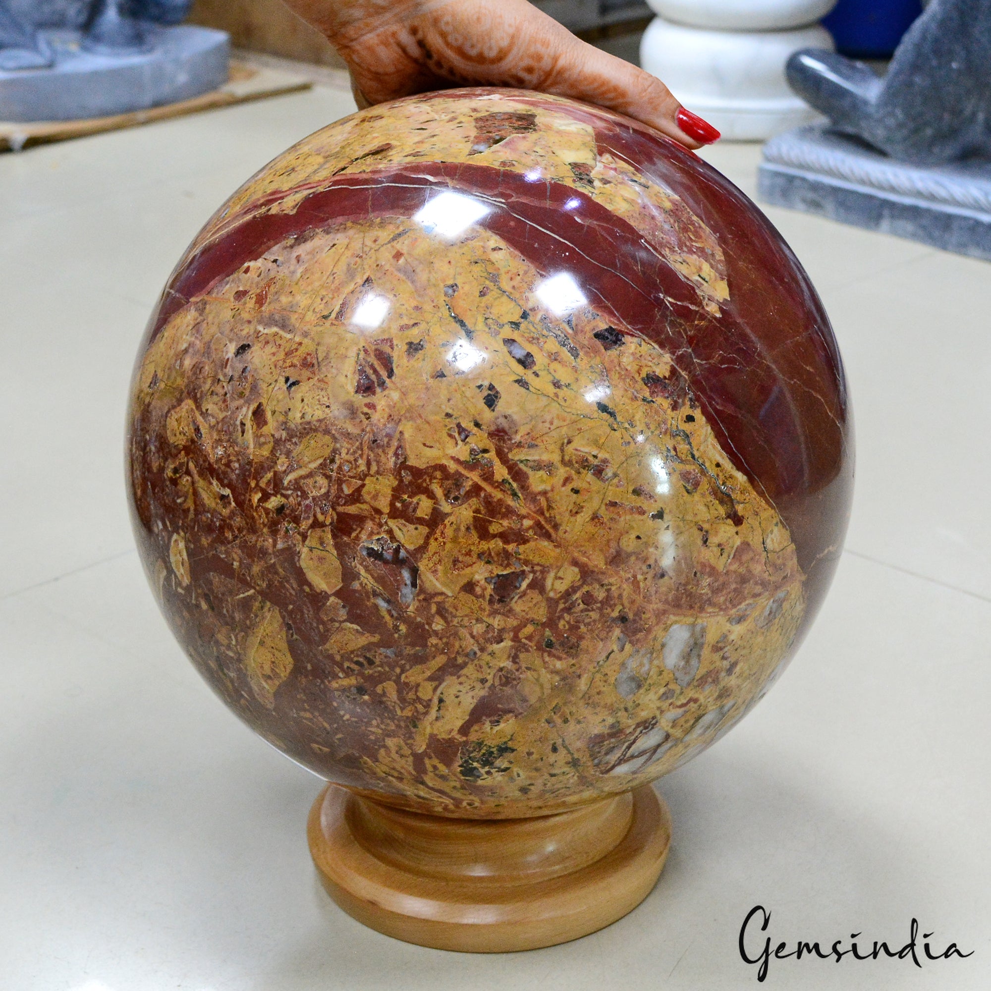 Red Jasper Sphere — 10.7 Inch in diameter, 30 Kg (150000 Ct), Madagascar