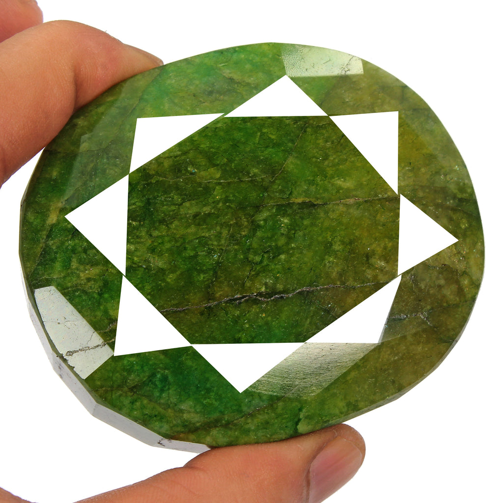 1670 Ct Natural Brazilian Green Emerald Oval Faceted Earth Mined Loose Gemstone