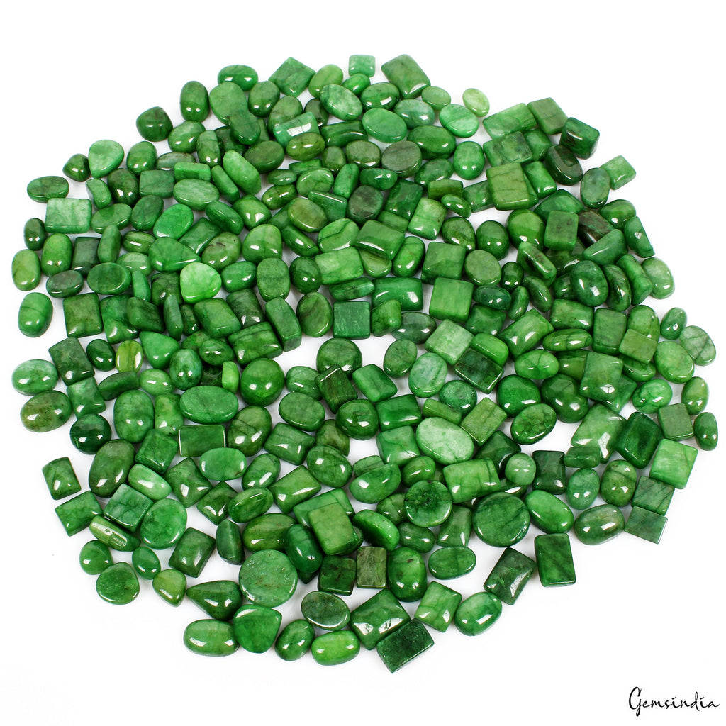 3500 Cts/275Pcs Natural Brazilian Green Emerald Mix Cab Loose Wholesale Gems Lot