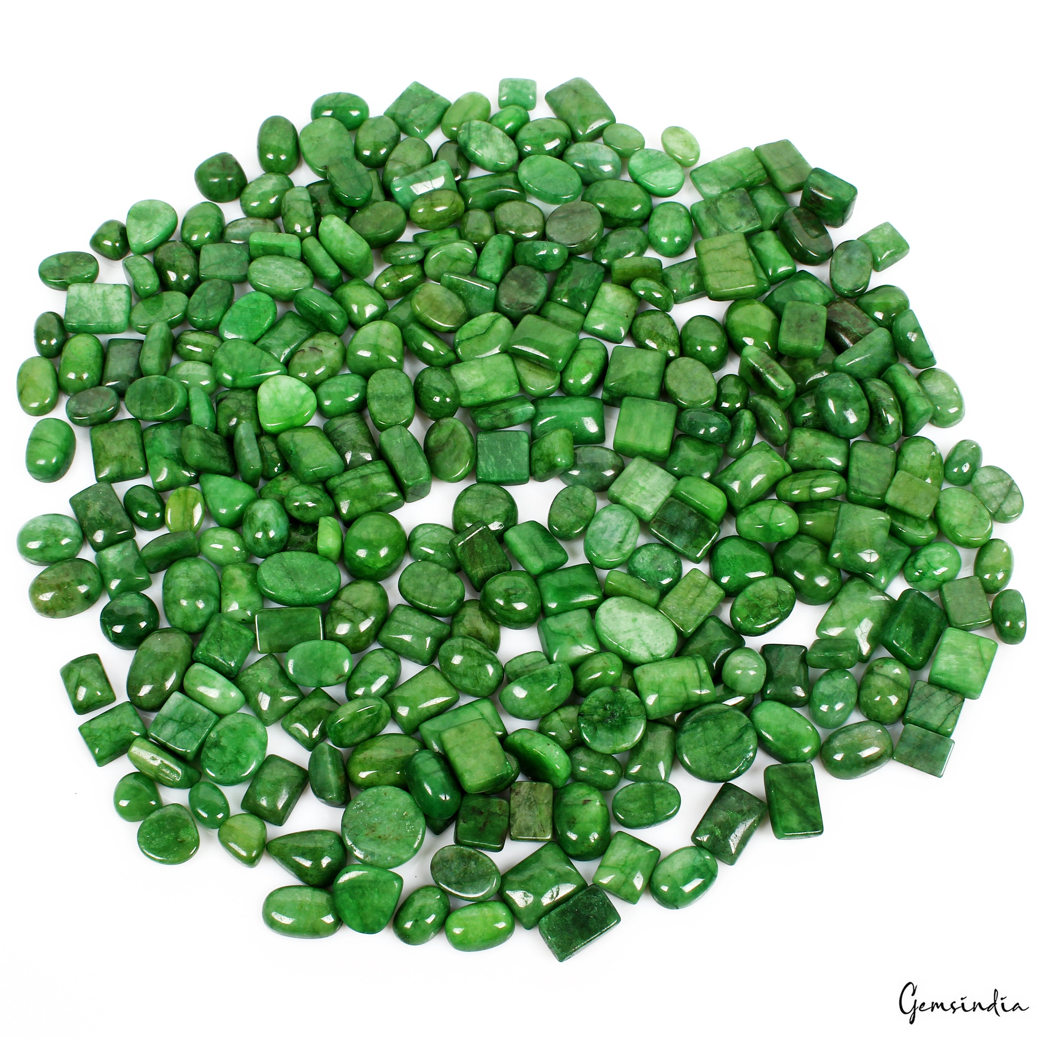 3500 Cts/275Pcs Natural Brazilian Green Emerald Mix Cab Loose Wholesale Gems Lot