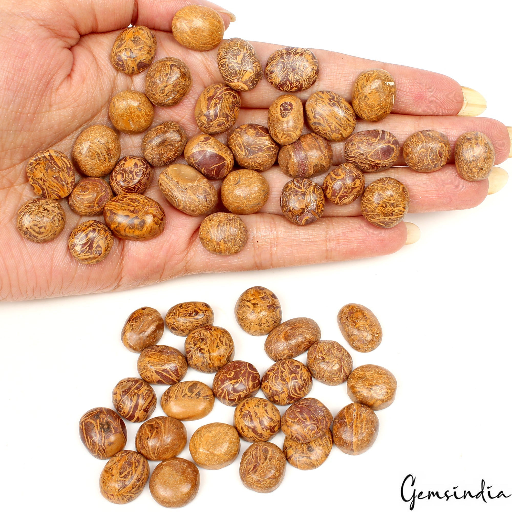 500 Ct/53 Pcs Natural Untreated Marium Jasper Oval Cab Loose Gems for Jewelry