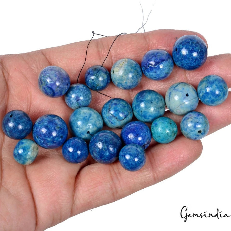 350 Cts/20 Pcs Natural Blue Lapis Lazuli Round Cab Drilled Beads Loose Gems Lot
