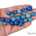 350 Cts/20 Pcs Natural Blue Lapis Lazuli Round Cab Drilled Beads Loose Gems Lot
