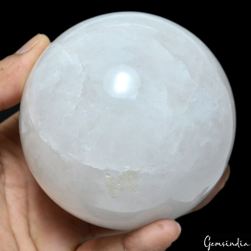 0.960 Kilo Natural White Crystal Quartz Sphere Home Office Decor Crystal Healing