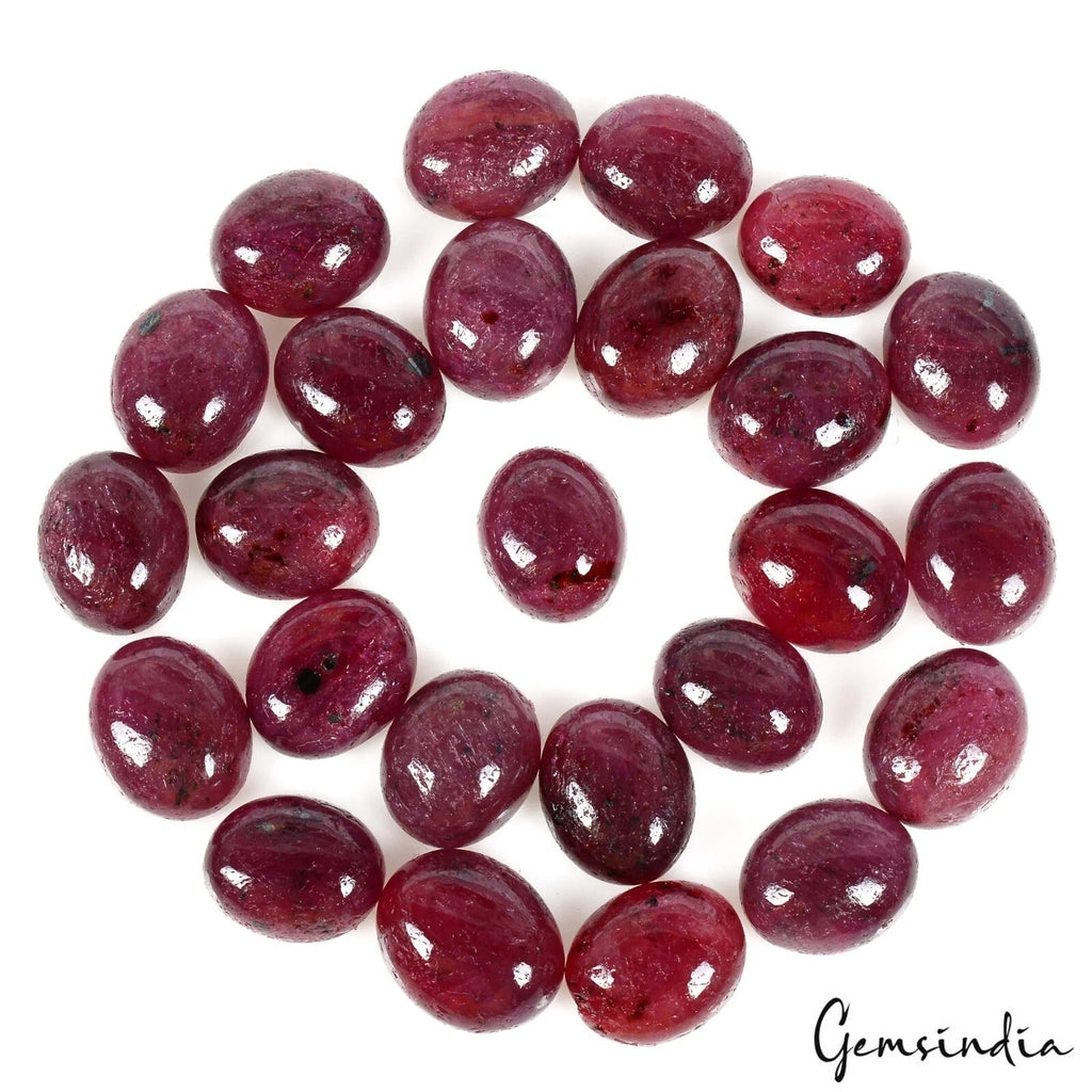 170 Cts/25 Pcs Natural African Dark Red Ruby Oval Cab Loose Gems Lot For Jewelry