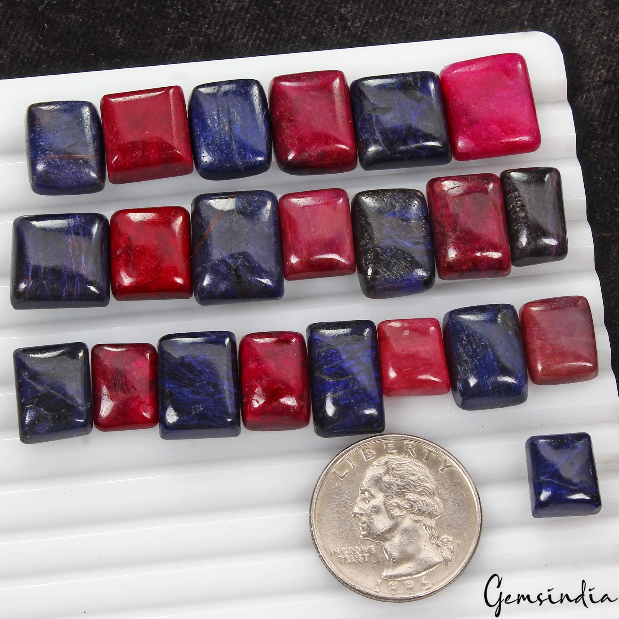 22 Pc Natural Ruby Sapphire Rectangular Cabochon Loose 10-17mm Gemstones ~320 Ct
