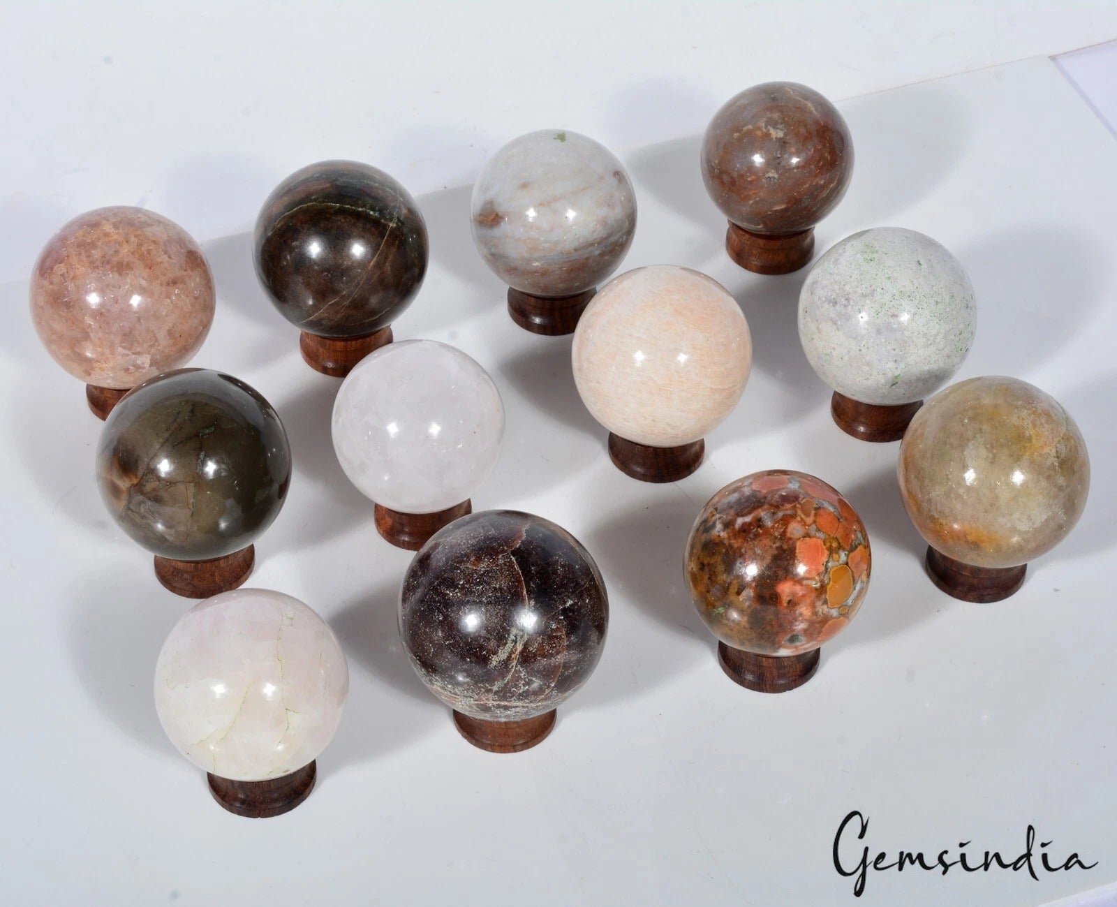 Wholesale Lot 12 Pcs Natural Multigems Ball Healing Crystal Spheres Collectible