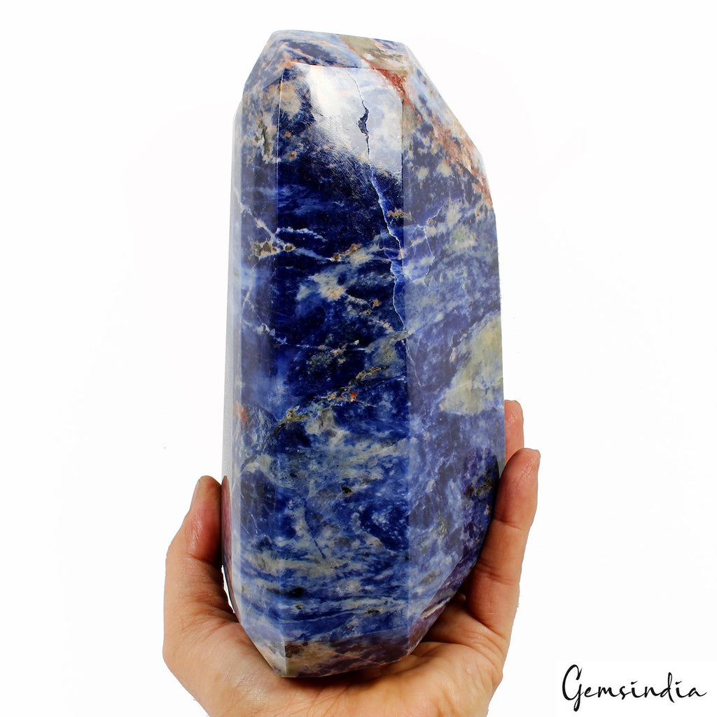 Massive 4 kg Natural Blue Sodalite Rare Octagon Cut Untreated Museum Size Stone
