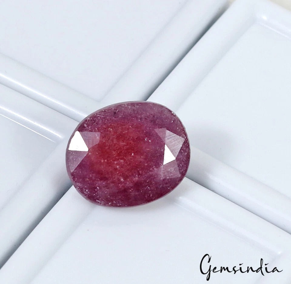 Certified 11.40 Ct Natural Untreated Red Ruby Oval Faceted Gems From Mozambique