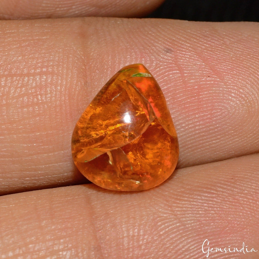 Certified 4.90 Ct Natural Untreated Ethiopian Orange Fire Opal Pear Gem For Ring