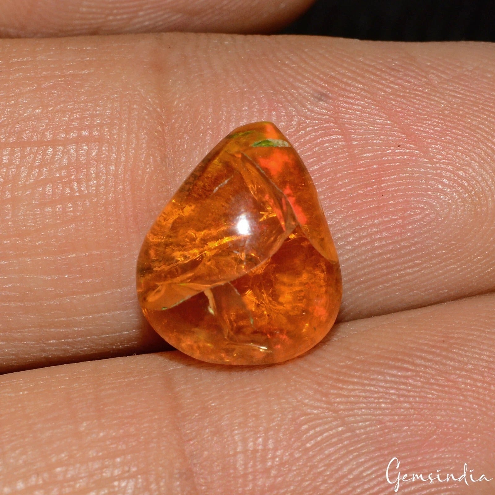 Certified 4.90 Ct Natural Untreated Ethiopian Orange Fire Opal Pear Gem For Ring