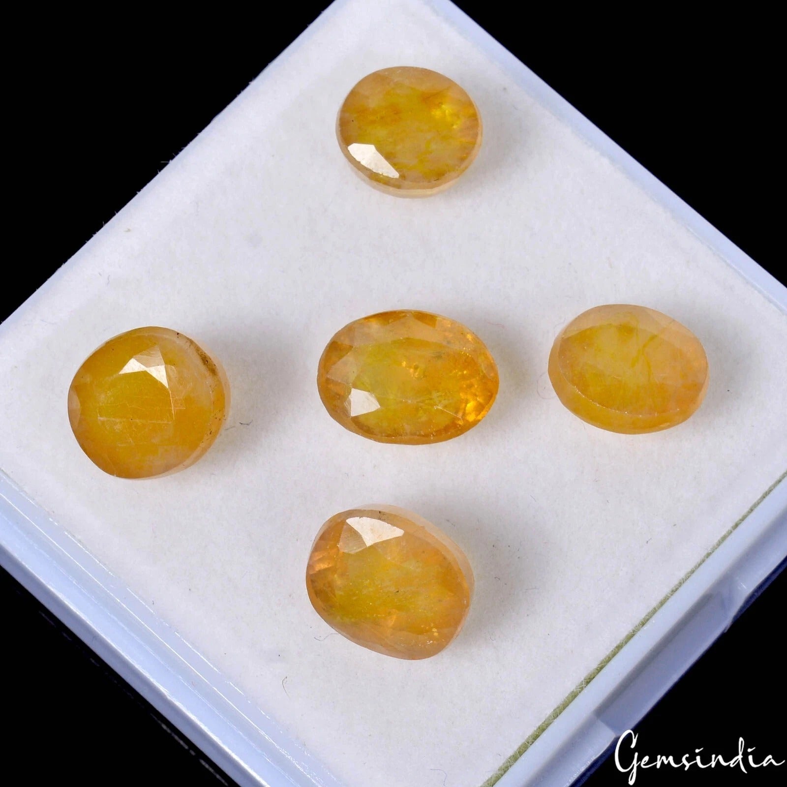 Ceylon Sapphire Lot, Loose Gemstone, Yellow — 5 Pieces, 8mm to 10mm, 21.40 Ct, Sri Lanka