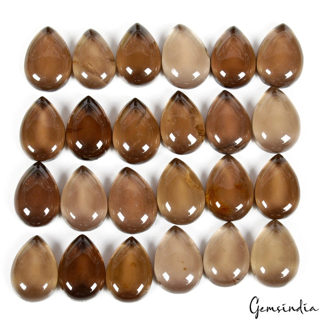 120 Ct/24 Pcs Natural Untreated Smoky Quartz Pear Cab Calibrated 13x9mm Gems Lot