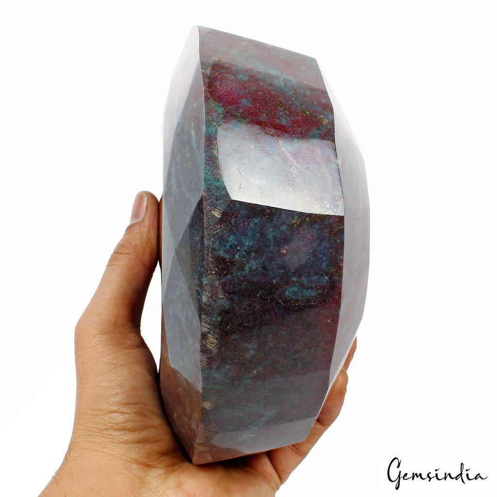 5.6 Kg 100% Natural Ruby Kyanite Round Cut Untreated Large Size Gemstone W Stand
