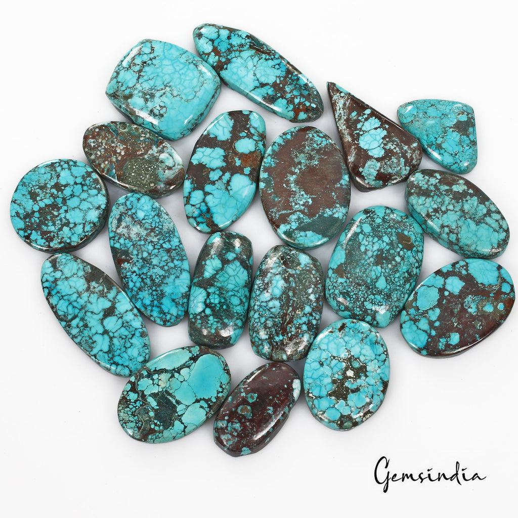 680 Ct/18 Pcs Natural Blue Arizona Spider Web Turquoise Mix Cab Loose Gems Lot