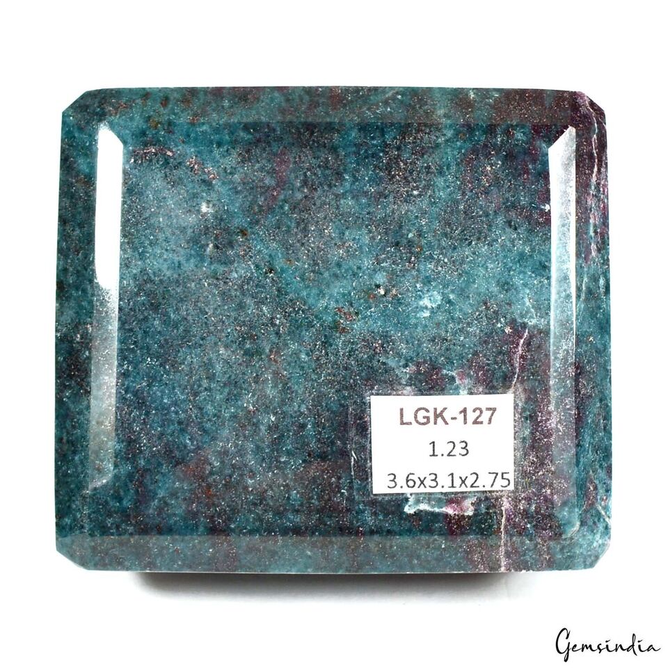 1.2 Kilo Natural Ruby Kyanite Octagon Cut Huge Rare Untreated Gemstone W Stand