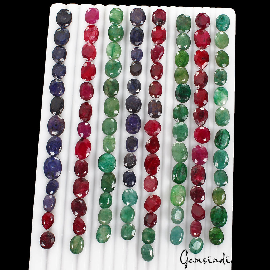 550 Ct/103 Pc Natural Multi Gems Emerald Ruby Sapphire Mix Cut Gems For Jewelry