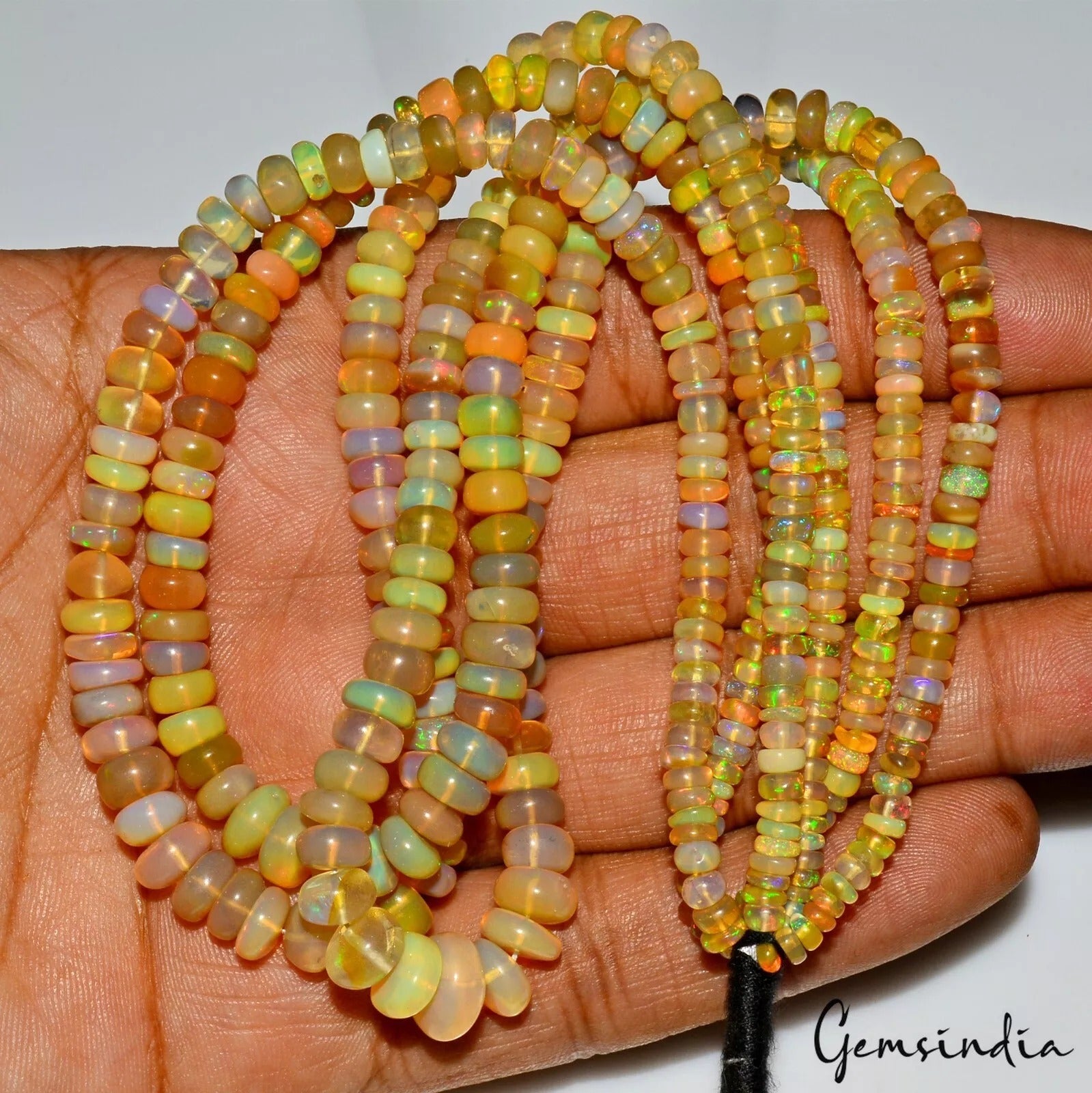 Natural Ethiopian Welo Fire Opal Rondelle Beads 14"Each/3 Strand ~ 162.10 Ct