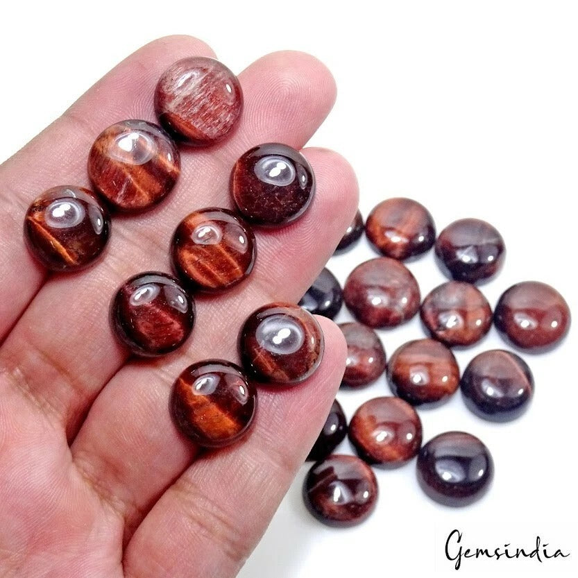 Tiger Eye Lot, Loose Gemstone, Red — 24 Pieces, 14mm, 247.50 Ct, India