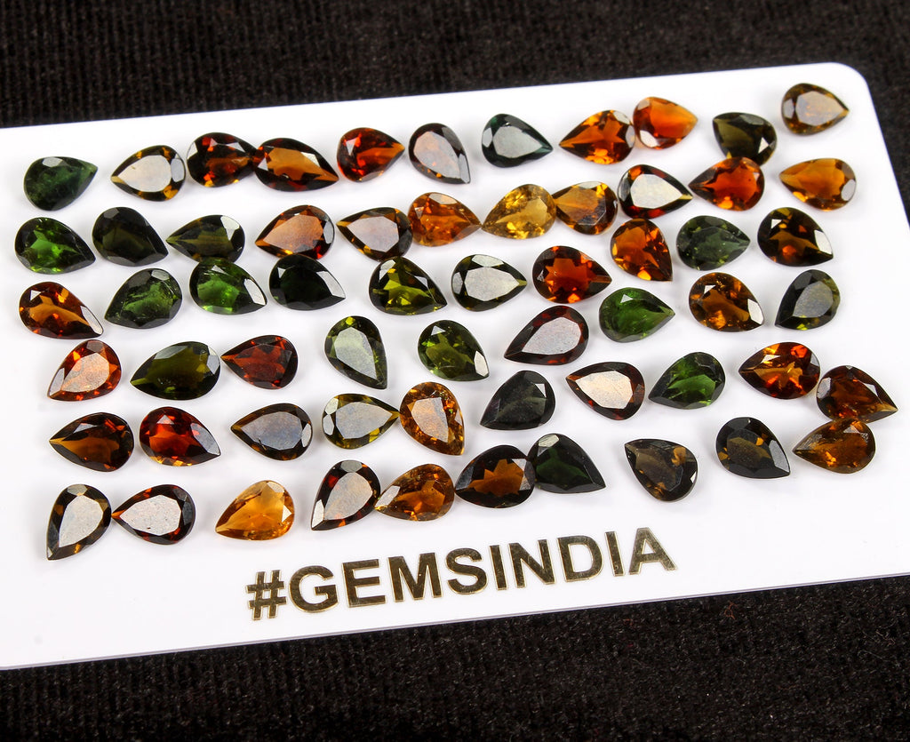 Certified 60 Pcs Natural Tourmaline Multi Color 7x5mm Loose Mozambique Gemstones