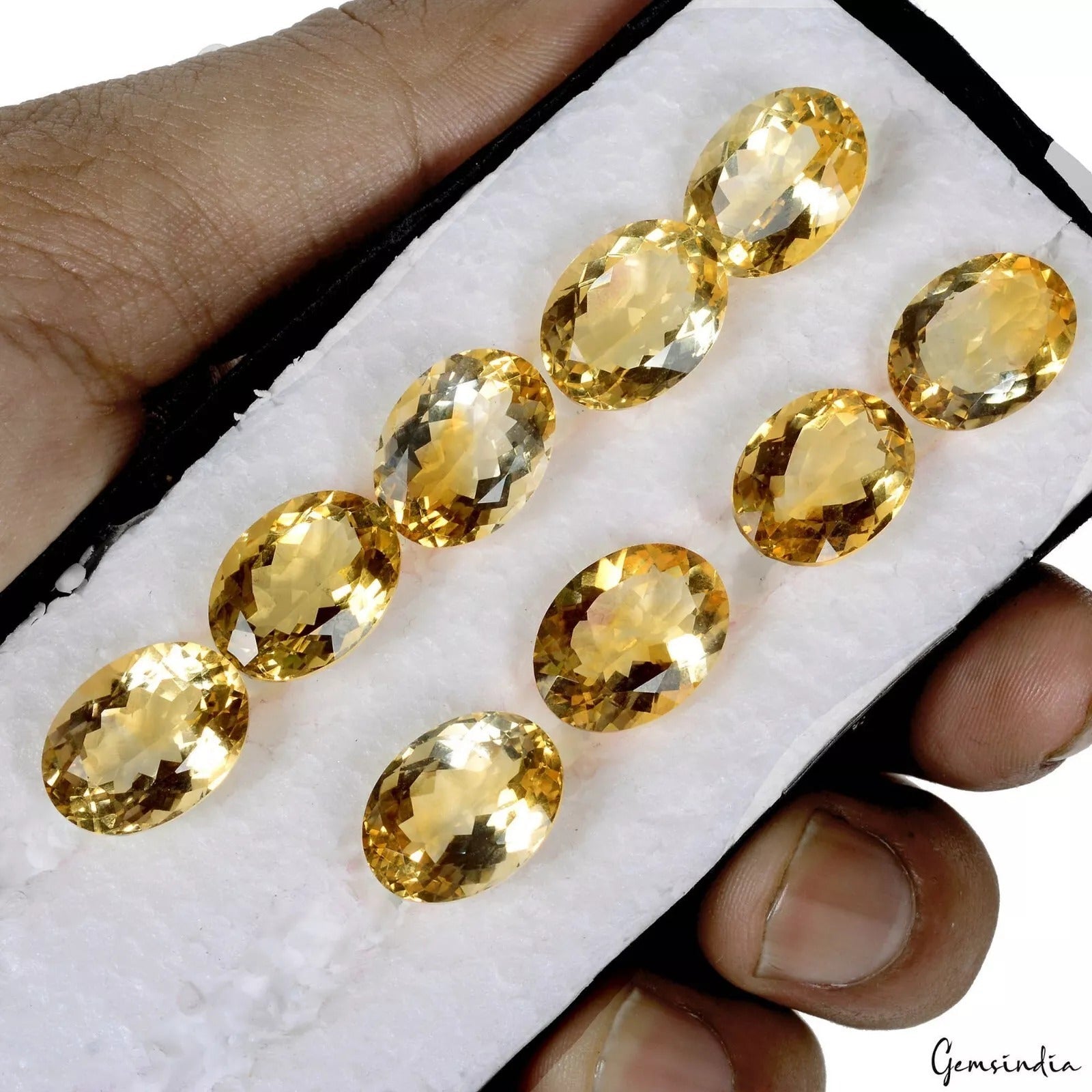 80.20 Ct Natural Yellow Citrine Oval Cut Loose Faceted 15x11mm Gemstones Lot 9Pc