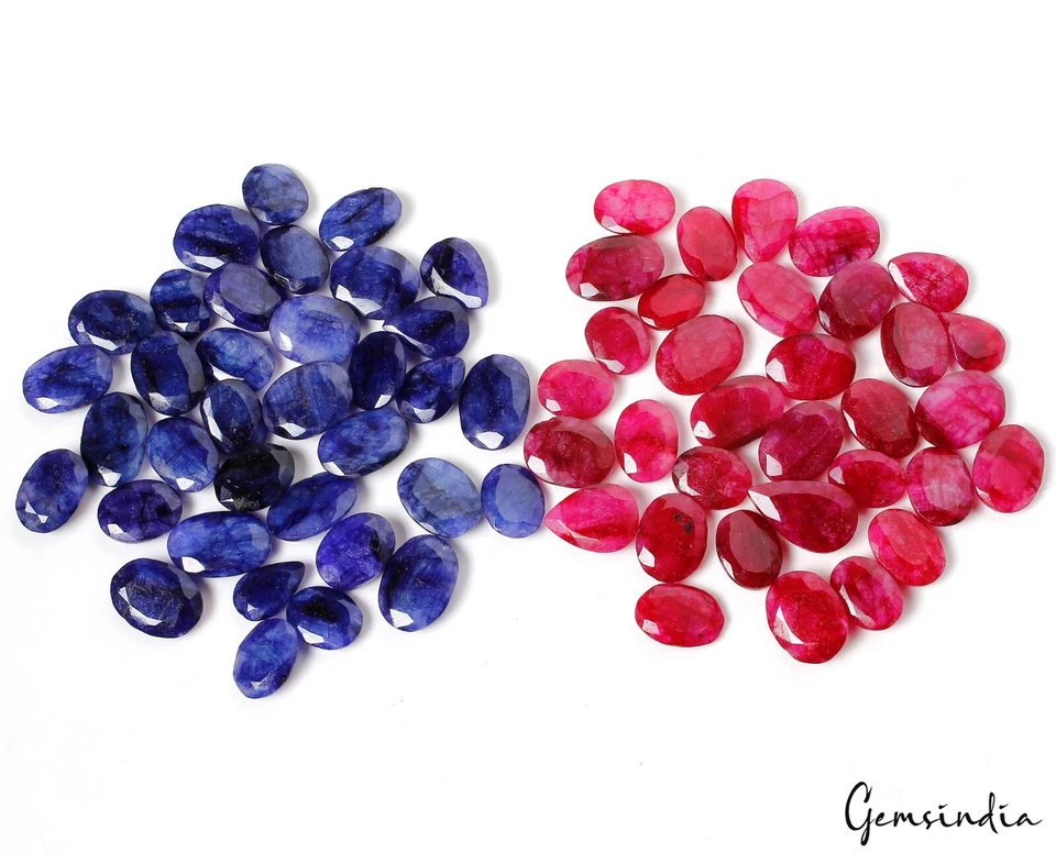 650 Ct Natural Red & Blue Beryl Mix Cut 13mm-21mm Loose Wholesale Gemstones Lot