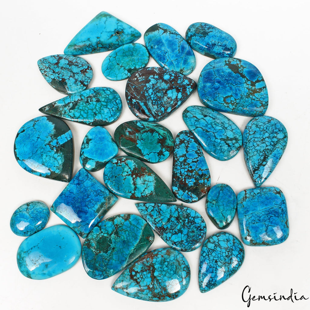 800 Ct/24 Pcs Natural Blue Green Spiderweb Turquoise Mix Cab Wholesale Gems Lot