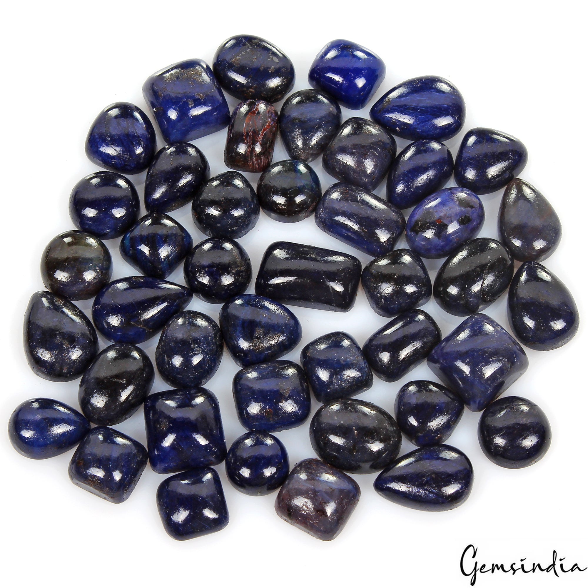 Certified 400 Cts/43 Pcs Natural Blue Sapphire Mixed Cab Loose Gems For Jewelry