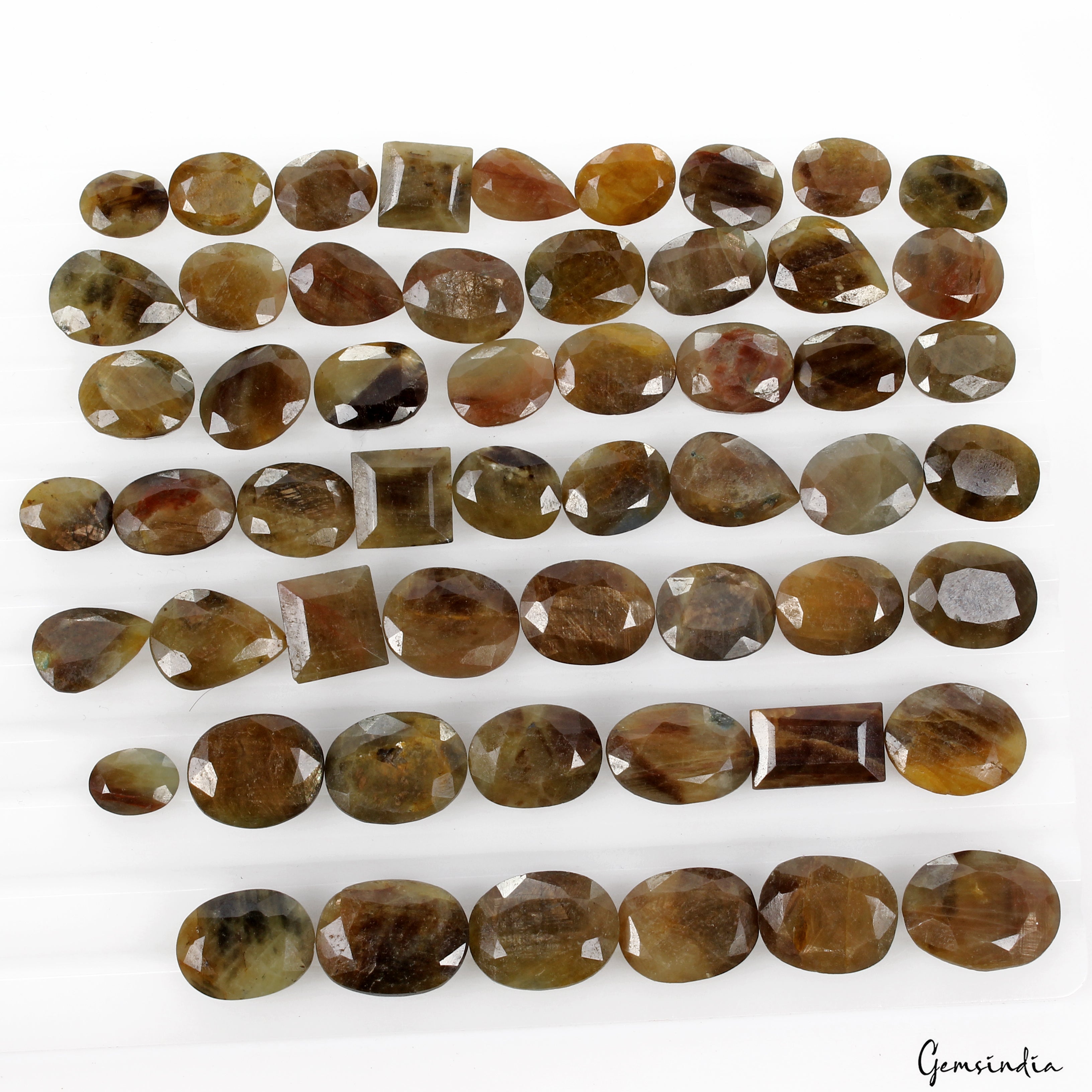 560Ct 100% Natural Yellow Brown Sapphire Untreated Mix Cut Loose Gemstones 55 Pc