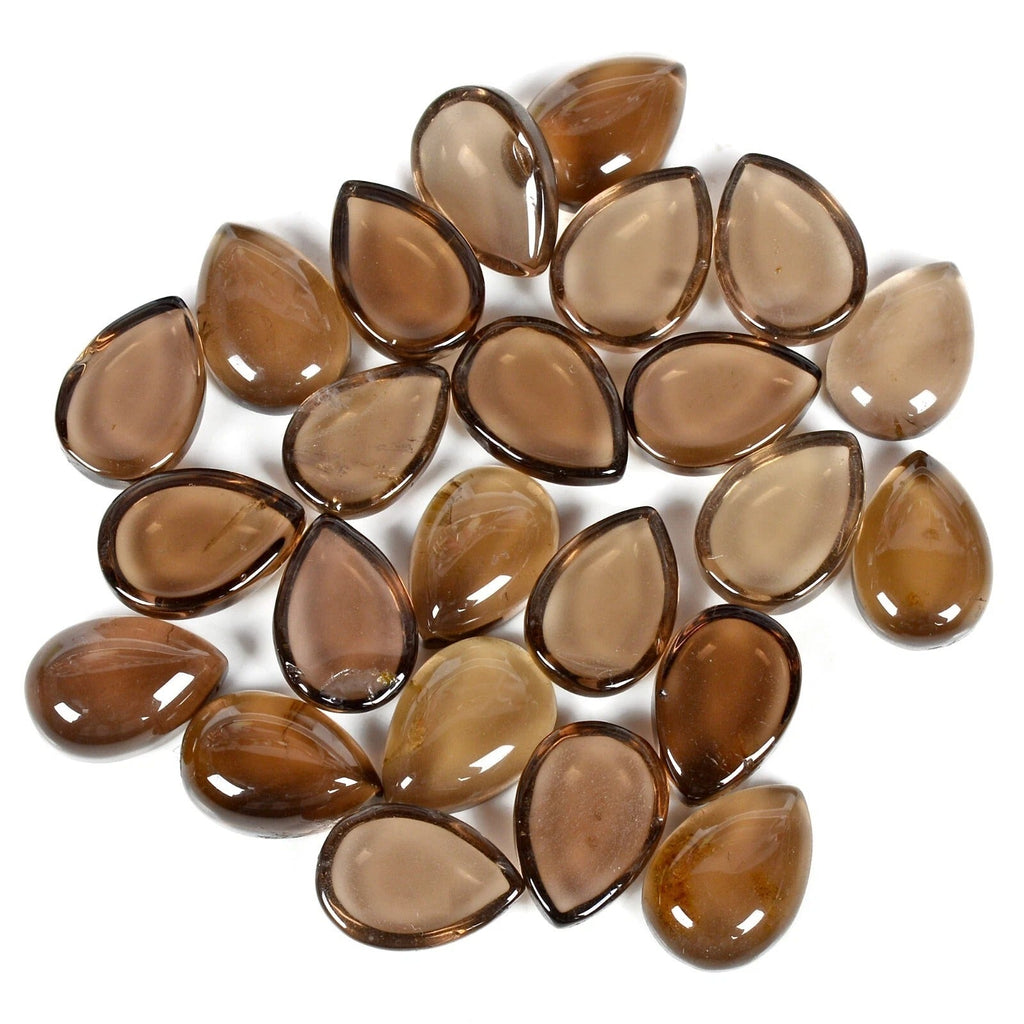 120 Ct/24 Pcs Natural Untreated Smoky Quartz Pear Cab Calibrated 13x9mm Gems Lot