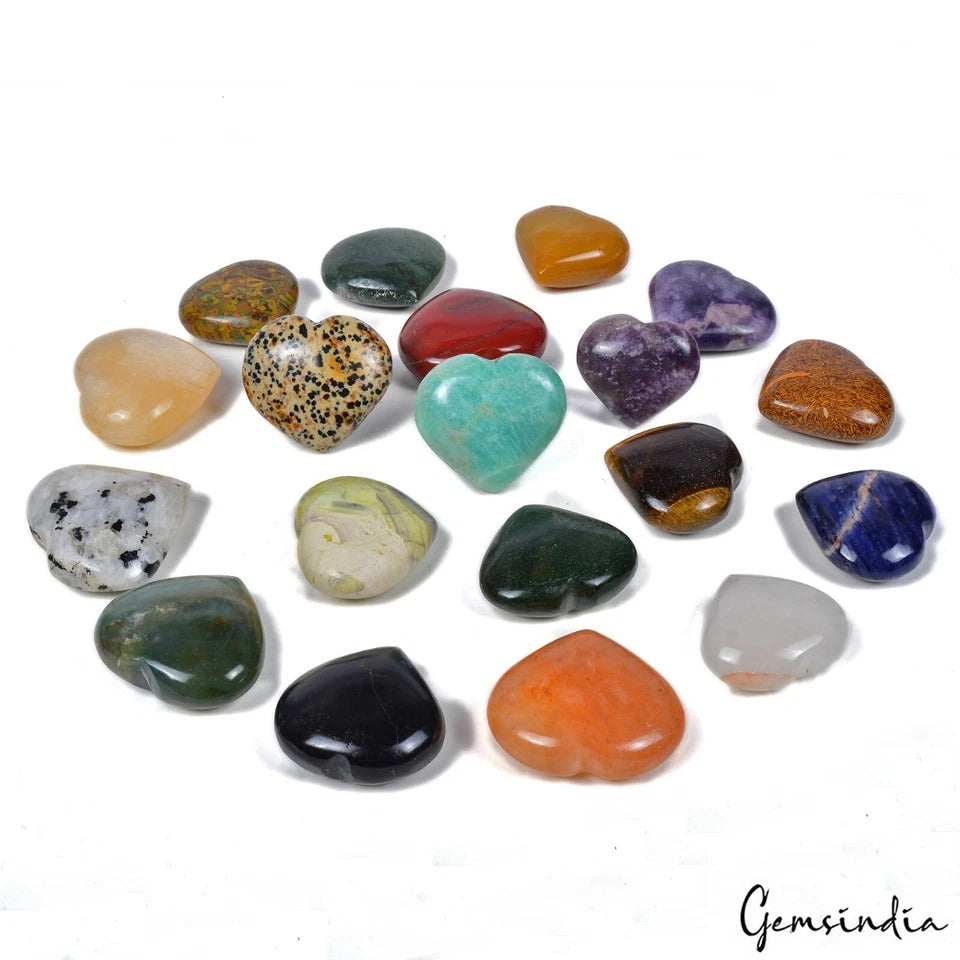 7500 Cts/19 Pcs Natural Untreated Multi-Color Gems Puffy Heart Cab Wholesale Lot