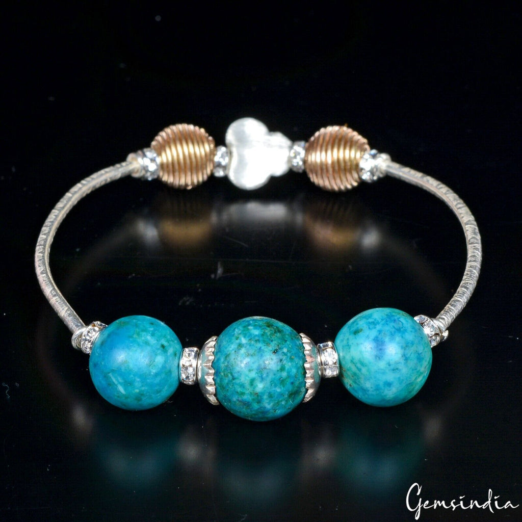 Turquoise Bracelet, Color Enhanced, Silver — 13mm to 14mm, 95.20 Ct (19.03 g)