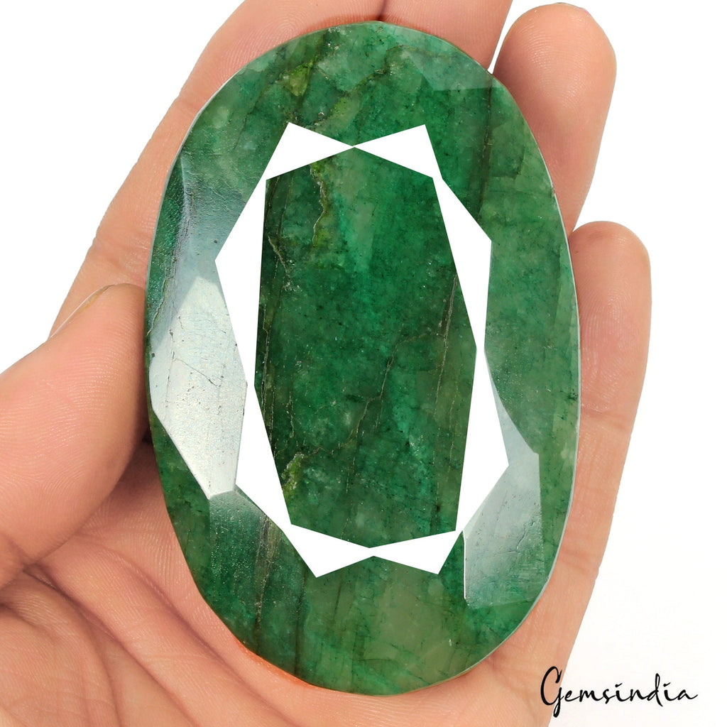 880Ct Natural Green Brazilian Emerald Oval Faceted Cut Huge Earth Mined Gemstone