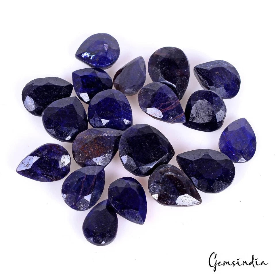 Certified 167 Ct Natural Blue Sapphire Pear Cut Loose Ring Size Gemstones~19 Pcs