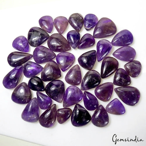Amethyst Lot, Cabochon, Pear Cabochon, Untreated — 39 Pieces, 11mm to 22mm, 500 Ct