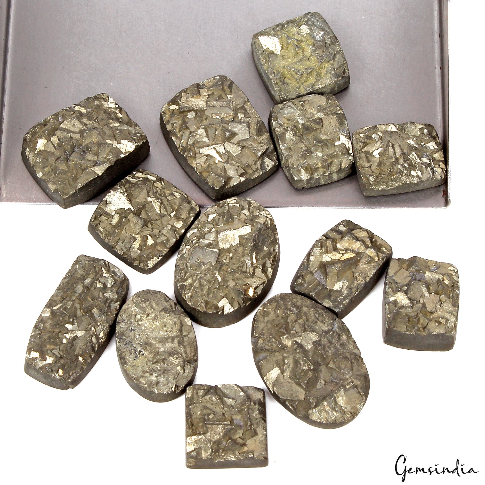 AAA+ Quality 100% Natural Pyrite Druzy Gemstone Wholesale Lot Mix Shape 500 Cts.