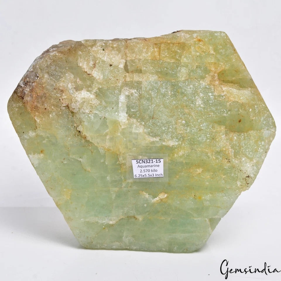 2.5kg Natural Raw Aquamarine Crystal Chunk - Massive Rough Green Beryl Specimen
